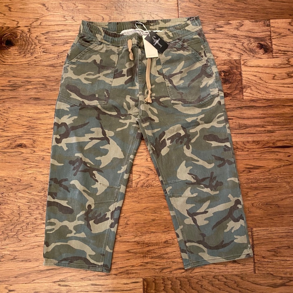 Flamingals Camo Jogger Pants Women 4XL Green Camouflage Drawstring Elastic Waist